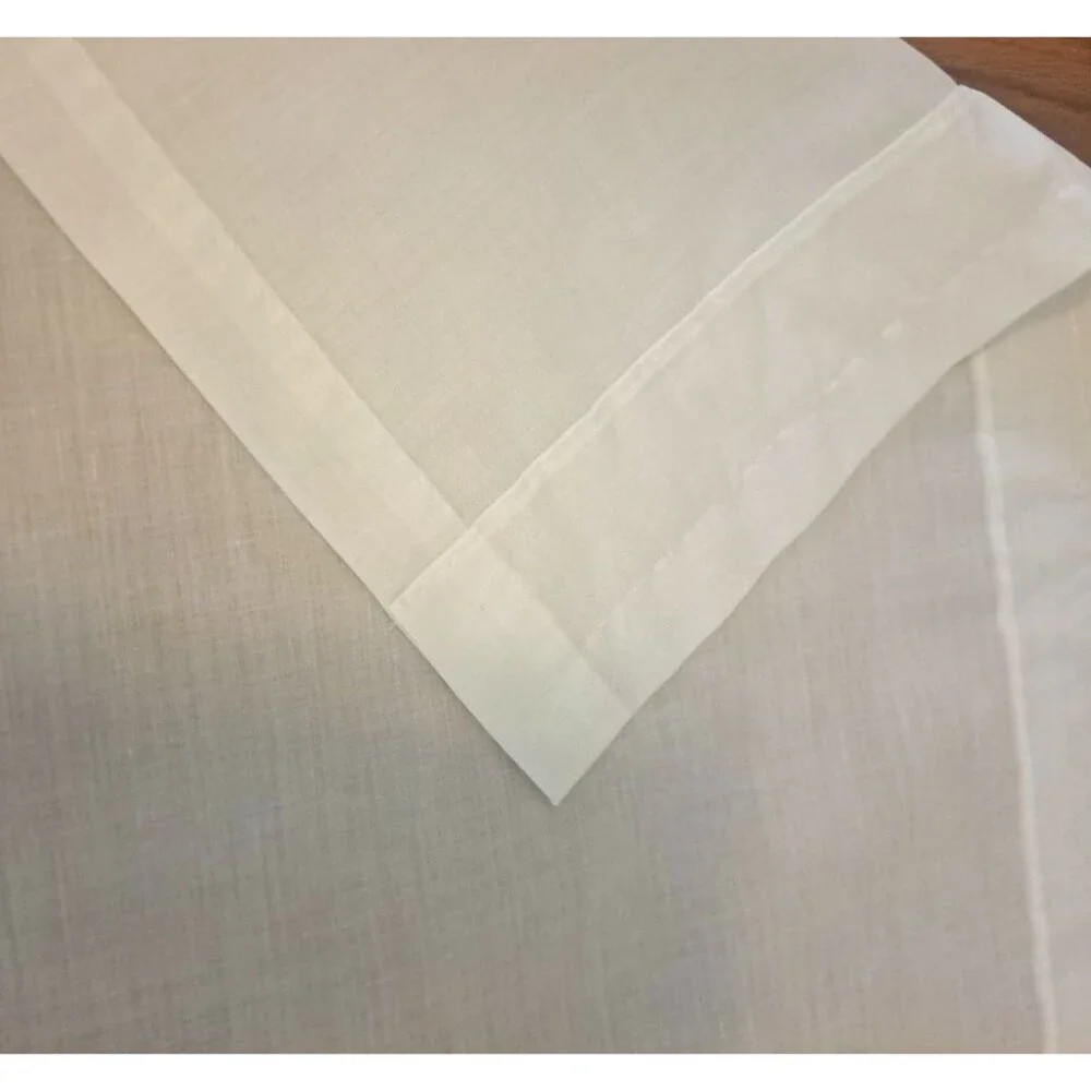 Vintage White Curtain Panel Eyelet Lace Trim Sears Perma-Prest Cottage 37x30